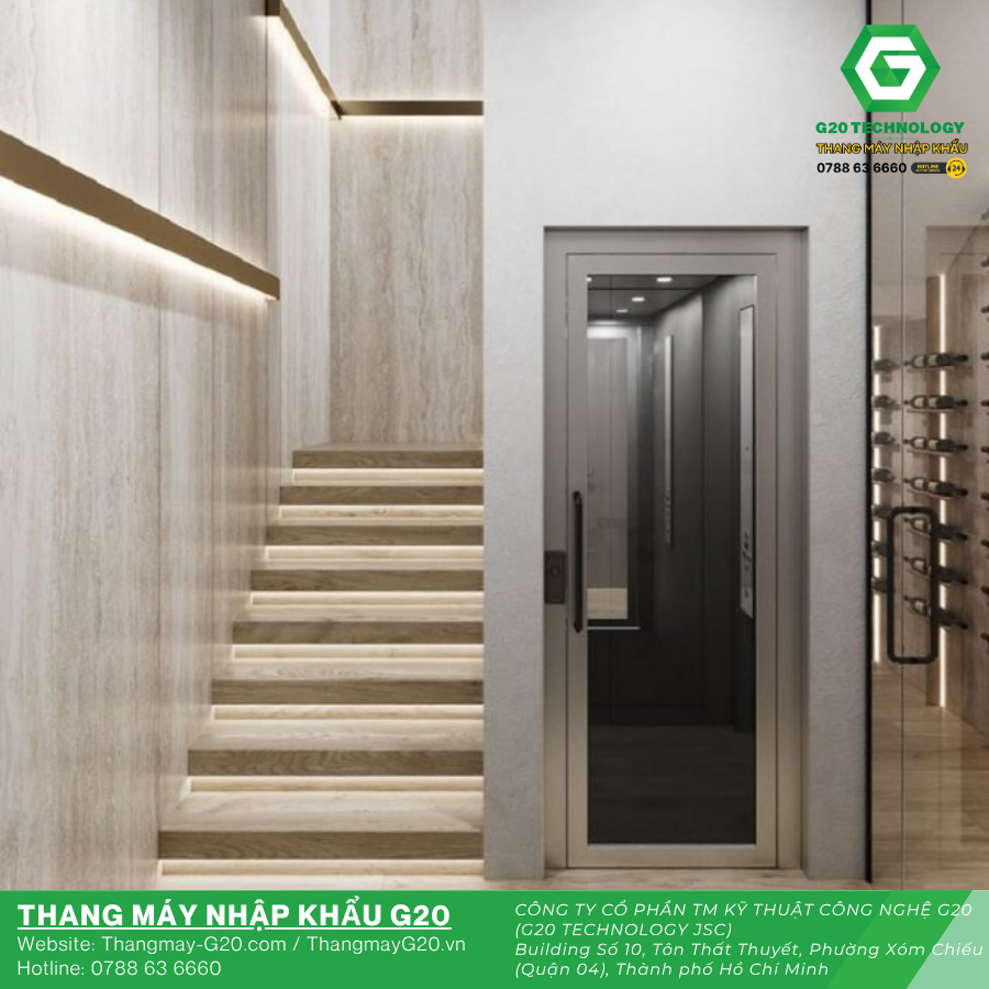 mẫu thang máy mini lắp âm tường tại nhà phố