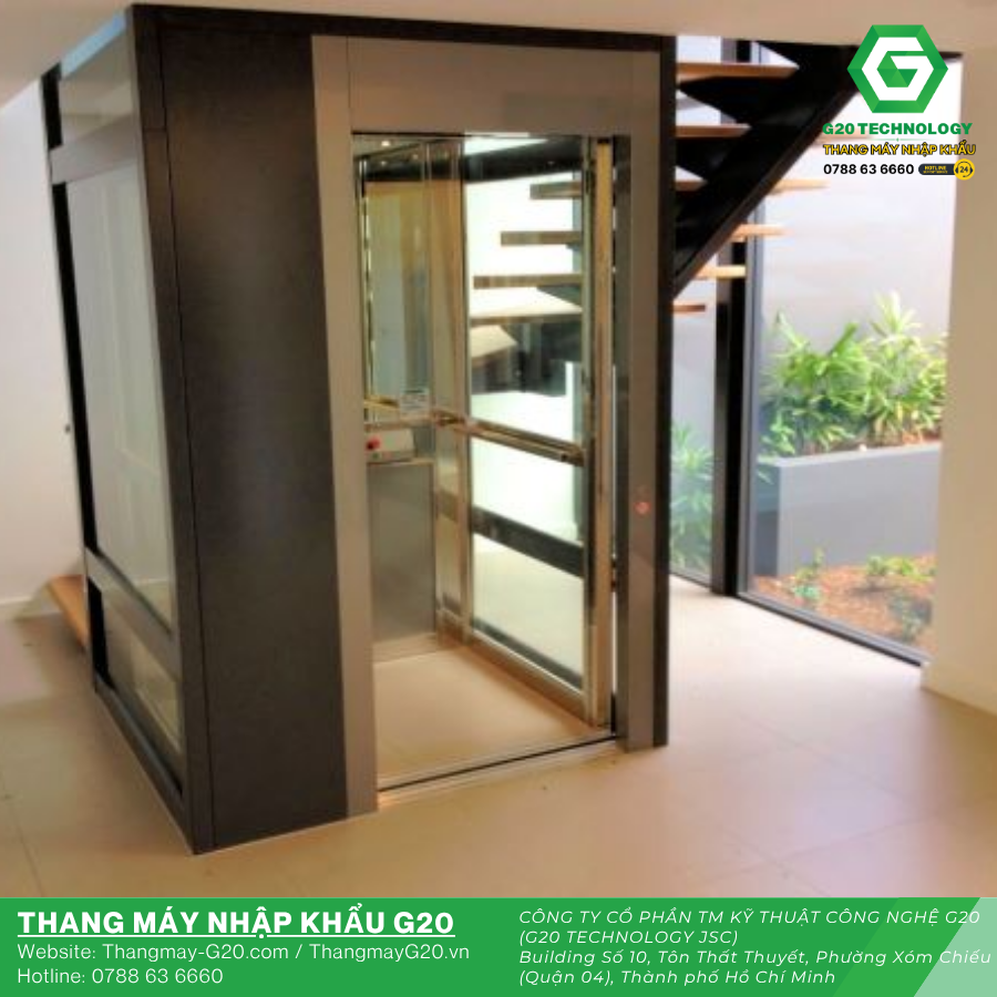 Cabin thang máy kính thiết kế nhỏ gọn cho nhà phố