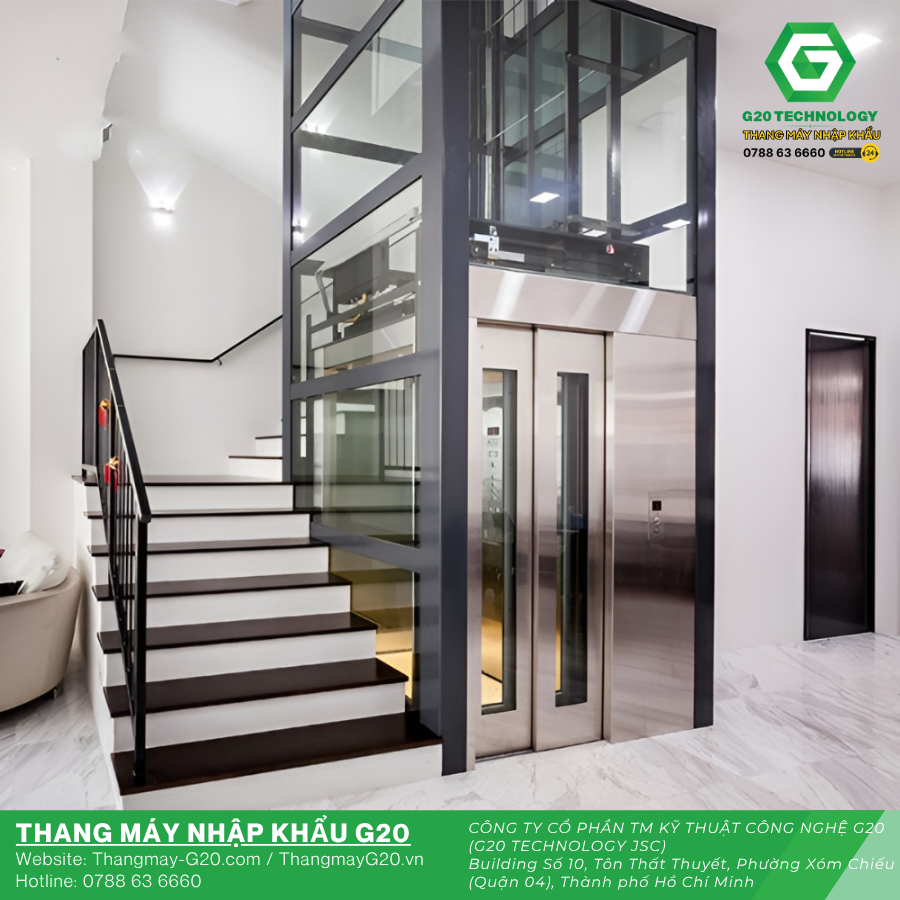 Mẫu thang máy không phòng máy tiết kiệm diện tích