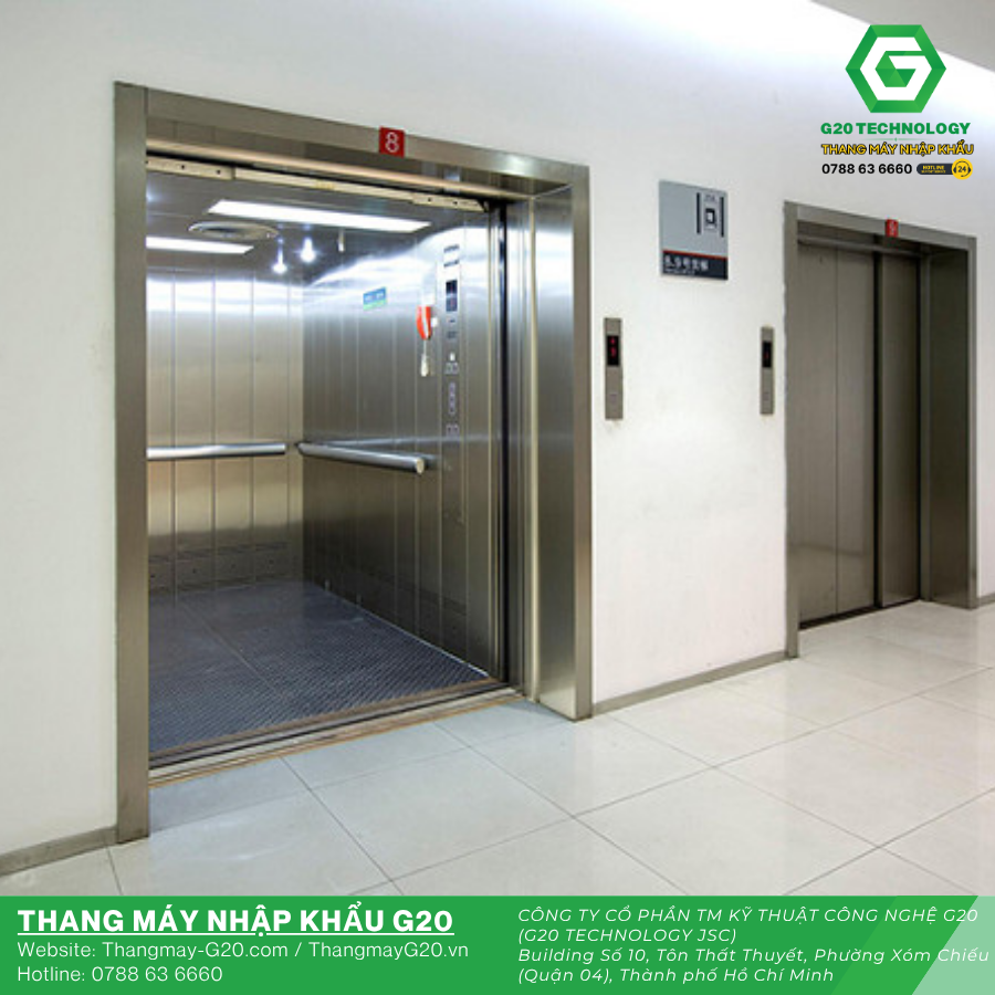 Buồng nâng bằng inox sử dụng trong khu vực thương mại