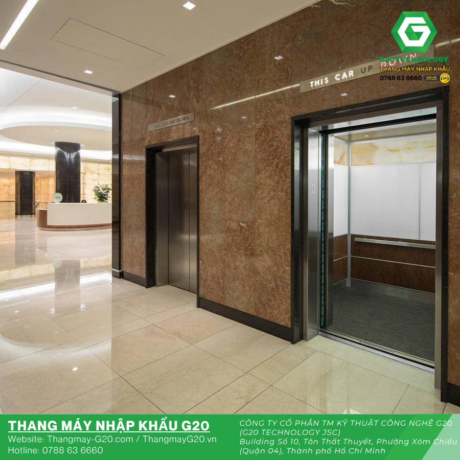 G20 Technology lắp đặt thang tải khách tại khối đế thương mại