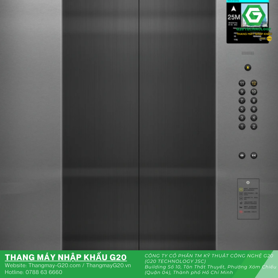 Hệ thống thang máy chung cư với bảng điều khiển thông minh