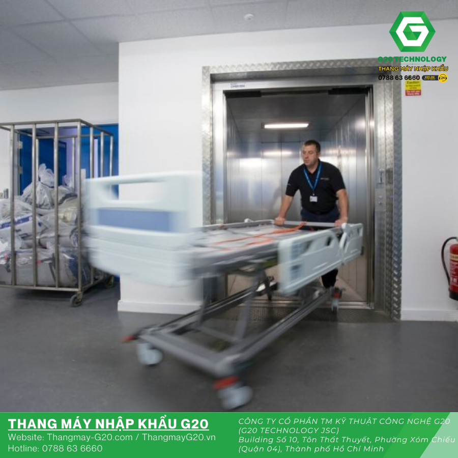 Thang máy bệnh viện với chế độ ưu tiên cấp cứu và dừng tầng chính xác