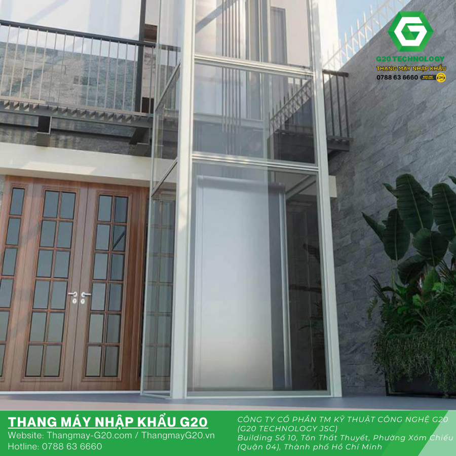 Cabin thang máy kính ngoài trời