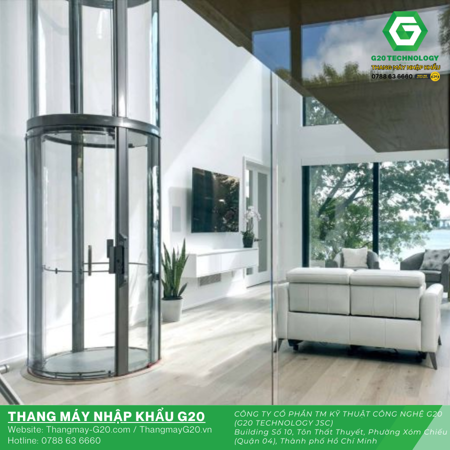Thang Máy Kính Tròn cho biệt thự hiện đại