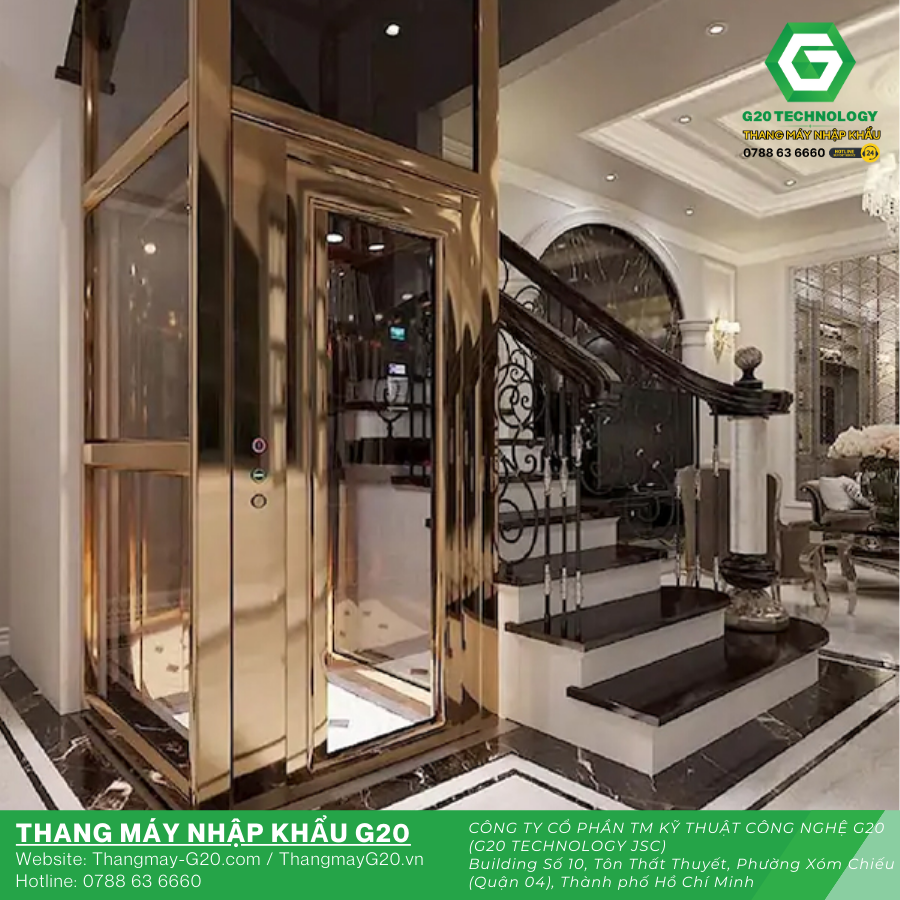 Thang Máy Kính Đẹp lắp đặt trong biệt thự sang trọng