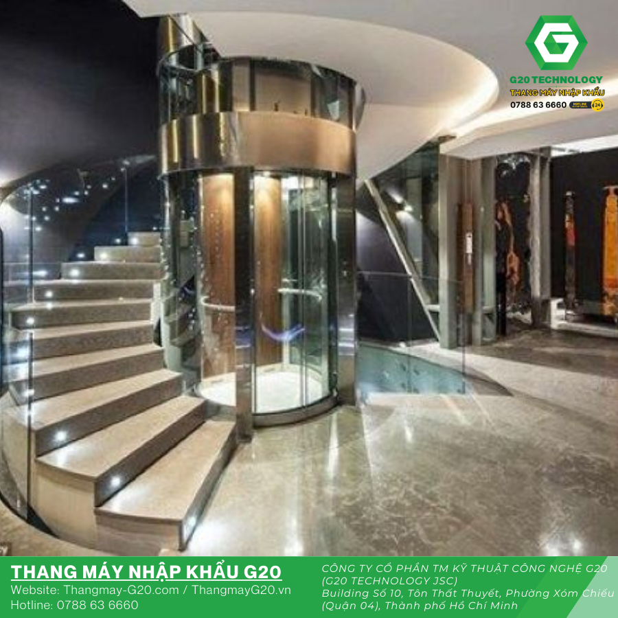 Thang Kính Đẹp kiểu dáng trụ hiện đại trong không gian nội thất sang trọng